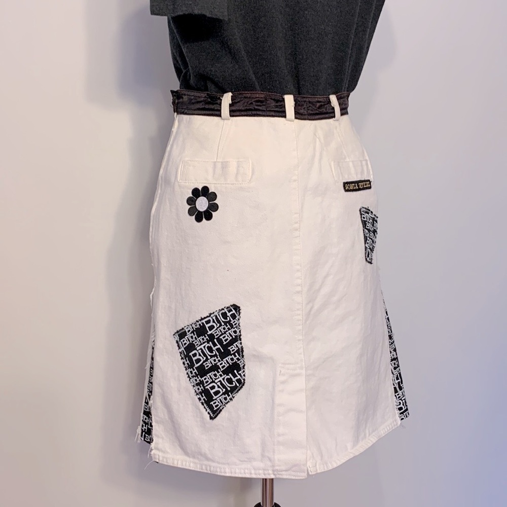 White Mini Skirt Bitch Vintage Upcycled Sonia Rykiel Festival Sustainable - Picture 5 of 8